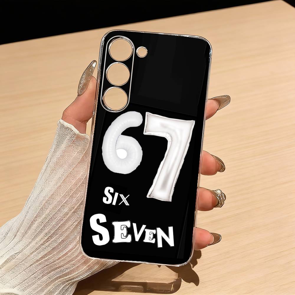 67 Six Seven Phone Case For Samsung S25,S24,S21,S22,S23,S30,Ultra,S20,Plus,Fe,Lite Transparent Cover