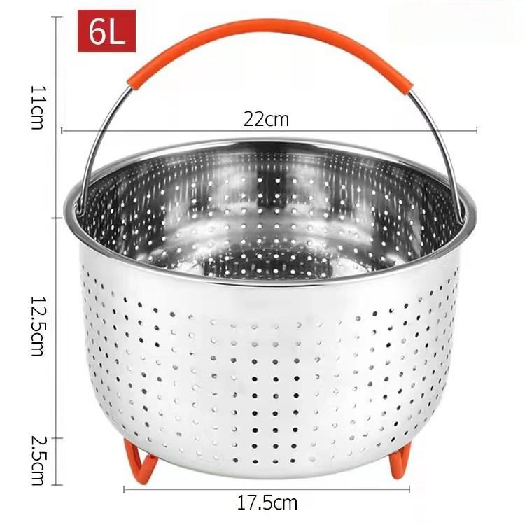 304 Stainless Steel Rice Steaming Basket, Vegetable Washing Basket, Drain Device, Pressure Cooker, Steaming Basket with Food Grade Silicone Handle