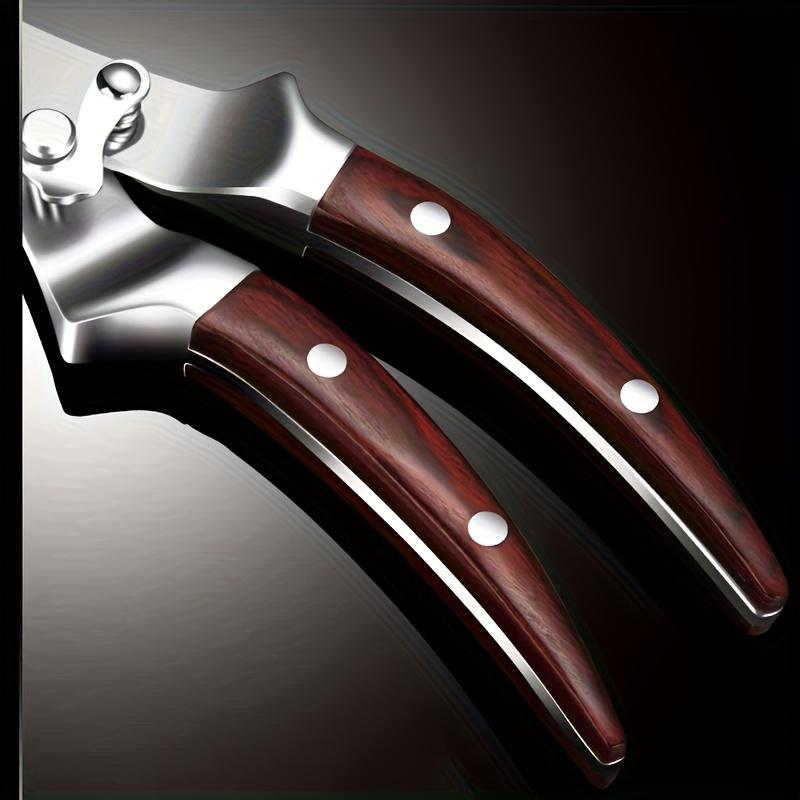 Heavy Duty Stainless Steel Kitchen Scissors Multipurpose Food Poultry Shears with Wooden Handle