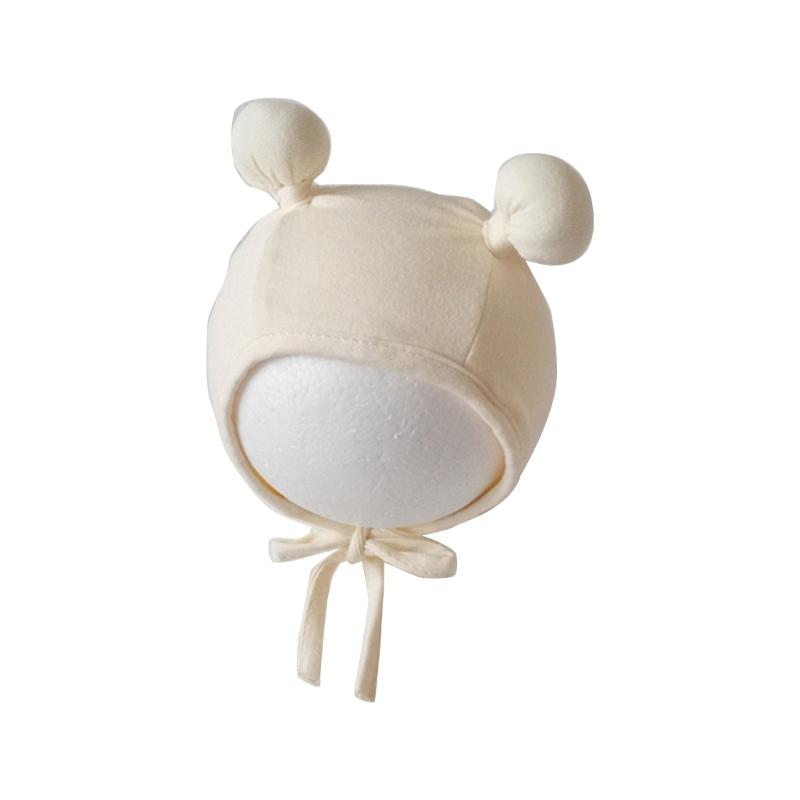 

Lovely Baby Hat Spring Summer Cute Double Ball Tie up Ear Protections Caps Fashionable Bonnet Hats with Chin Belt білий