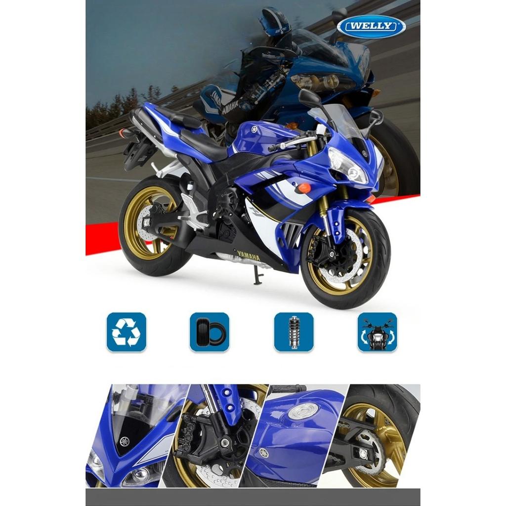 Welly 1/10 YAMAHA YZF-R1 Alloy Racing Motorcycle Model Simulation Diecast Metal Motorcycle Model Collection Childrens Toy Gifts