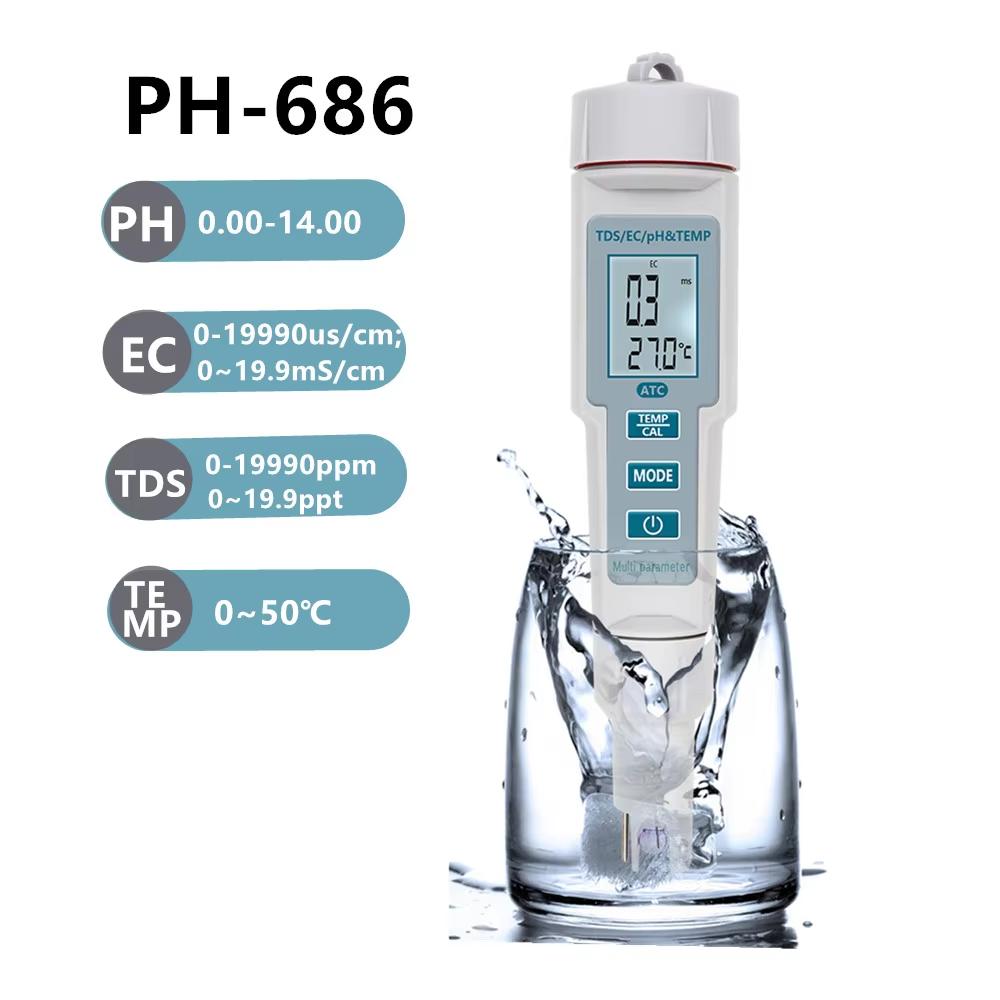 4 In 1 Water Quality Tester TDS EC Temp PH Meter Acidity Tester Pen Thermometer for Swimming Pool Hydroponic