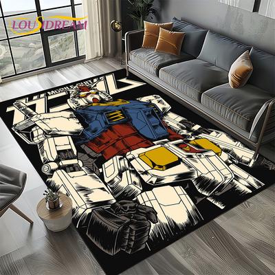 Nueva Alfombra Robot Dibujos Animados Gundam Alfombra para Dormitorio Sala de Estar Decoración Sofá Hogar, Alfombrilla de Piso Decoración Juego Infantil