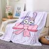 1pc Rabbit Bow Blanket Lightweight Flannel Throw for Sofa Bed Travel Camping Livingroom Office Couch Chair