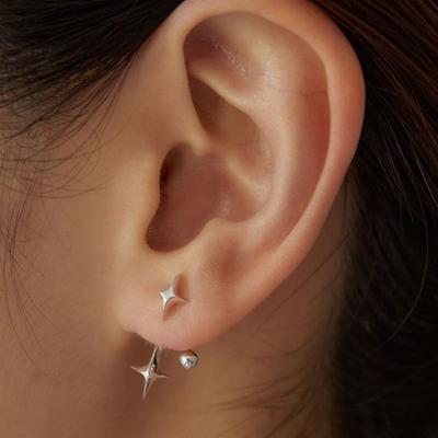 (925 Silver) Shooting Star Ear Jacket Earrings EC3026