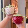Cute Fruit Strawberry Ceramic Cup Gift Box Girl Mug High Value Home Breakfast Coffee Cup Birthday Gift
