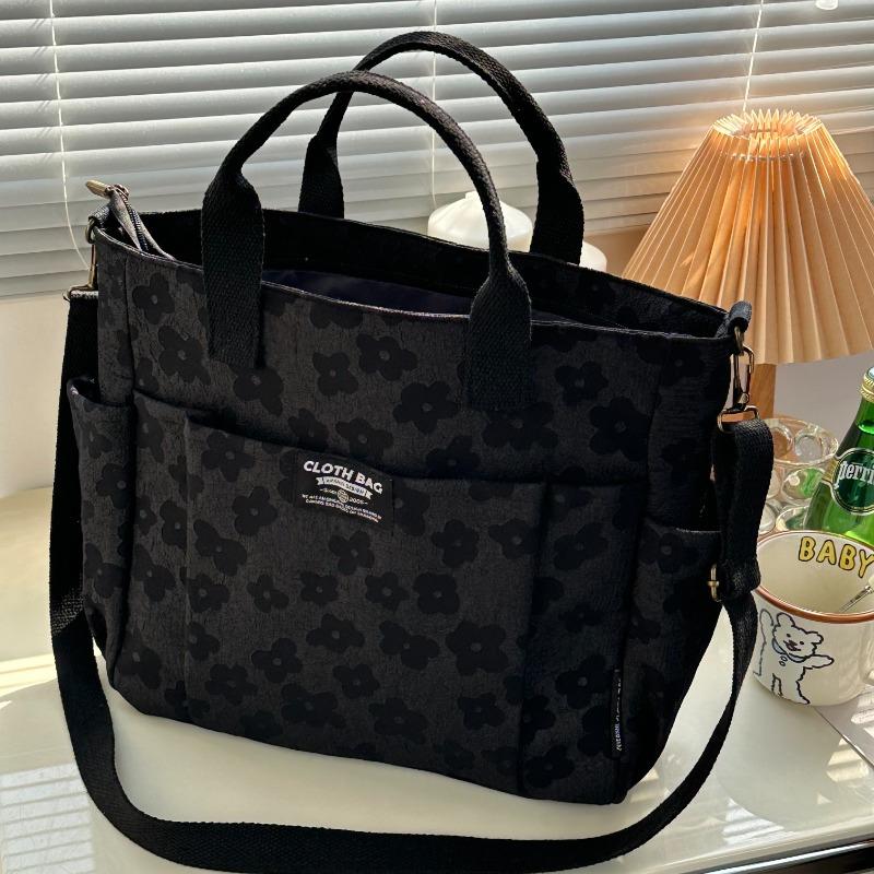 Handmade 3D Flower Tote Bag Thickened Zipper Student Class Commuting Simple Handbag Single Shoulder Women'S Bag