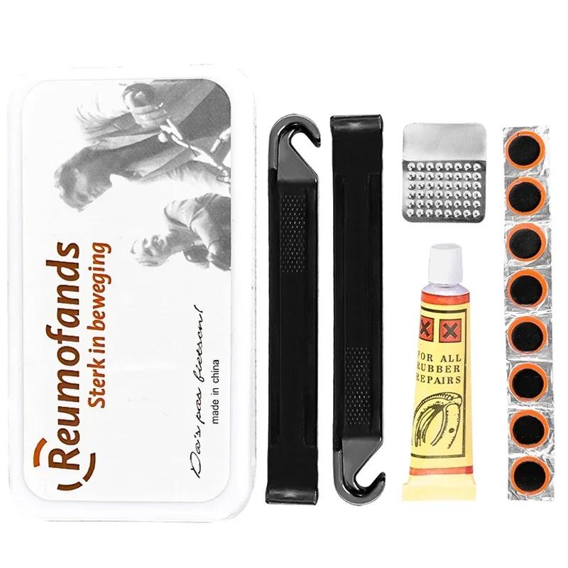 Portable Bicycle Flat Tire Repair Kit - Inner Tube Patching Tools, Tyre Levers & Rubber Repair Pads with Cold Patch Sealant