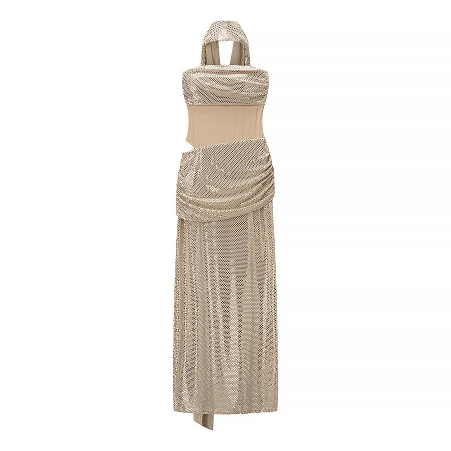 Women's Clothing Ins European and American Style Heavy Industry Sequined Streamer Sleeveless Tube Top Banquet Dress Temperament Dress
