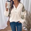 TikTok Europe 2026 Autumn/Winter Women's Plaid Patchwork Lantern Sleeve Hooded Sweatshirt