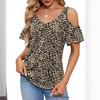 2025 Summer Off-the-Shoulder V-Neck Print Top for Women
