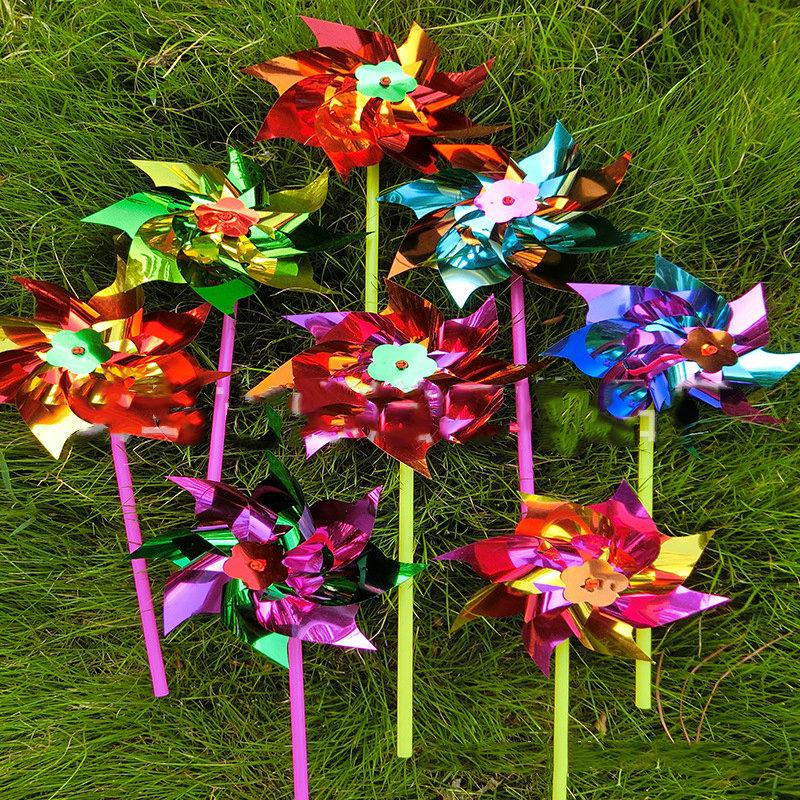 Windmill Hot Wholesale Gift Plastic Single Flower Outdoor Decoration Mixed Color Kindergarten Night Market