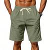 Herren S Leinen Lockerer Schnitt Gestreift Kordelzug Knielang Sommer Shorts