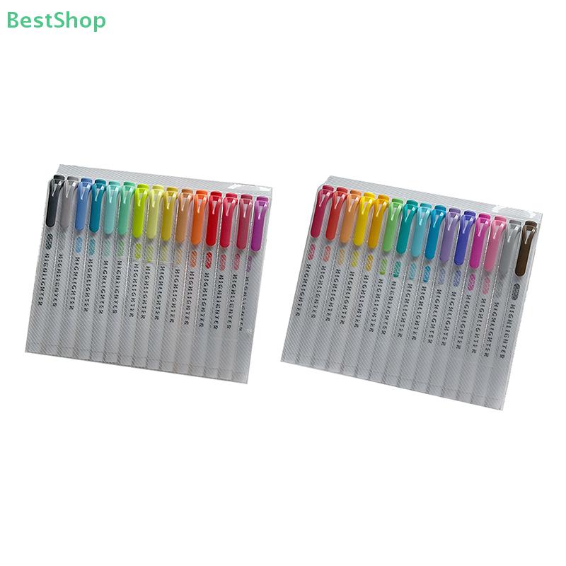 Double Head Highlighter 15 Color Key Point Marking Note Taking Pen Color Handbook Pen Student Supplies