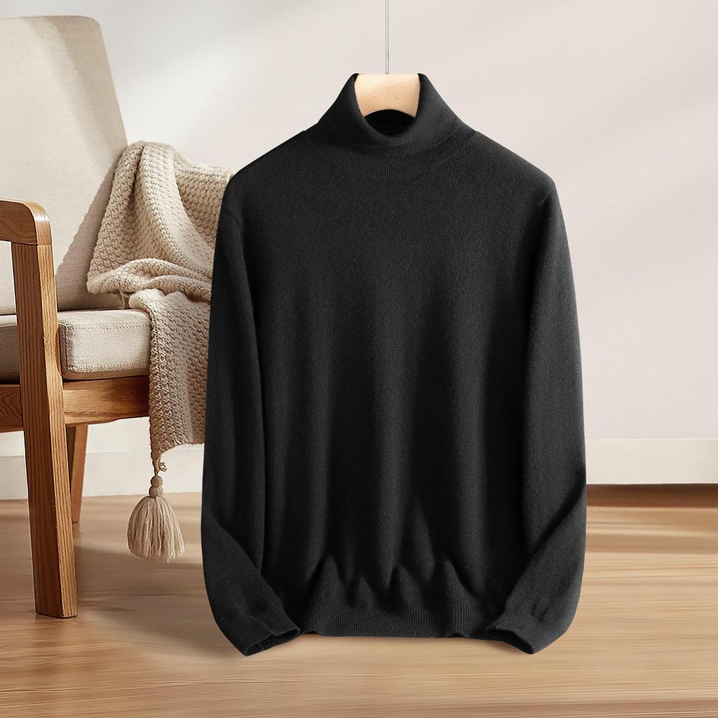 Men's 100% Pure Cashmere High-Neck Sweater - Autumn/Winter White Knit Base Layer