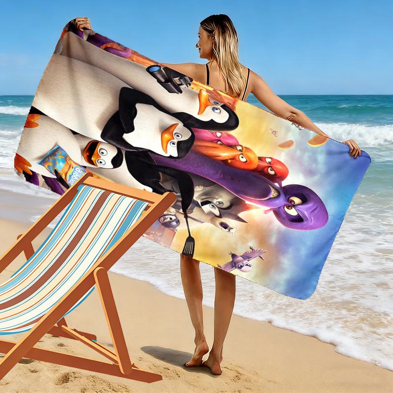 Brave Penguin 2D Flat Print Beach Towel, Large Soft Quick Dry Towel for Beach Camping SwimmingZSTJ0915433
