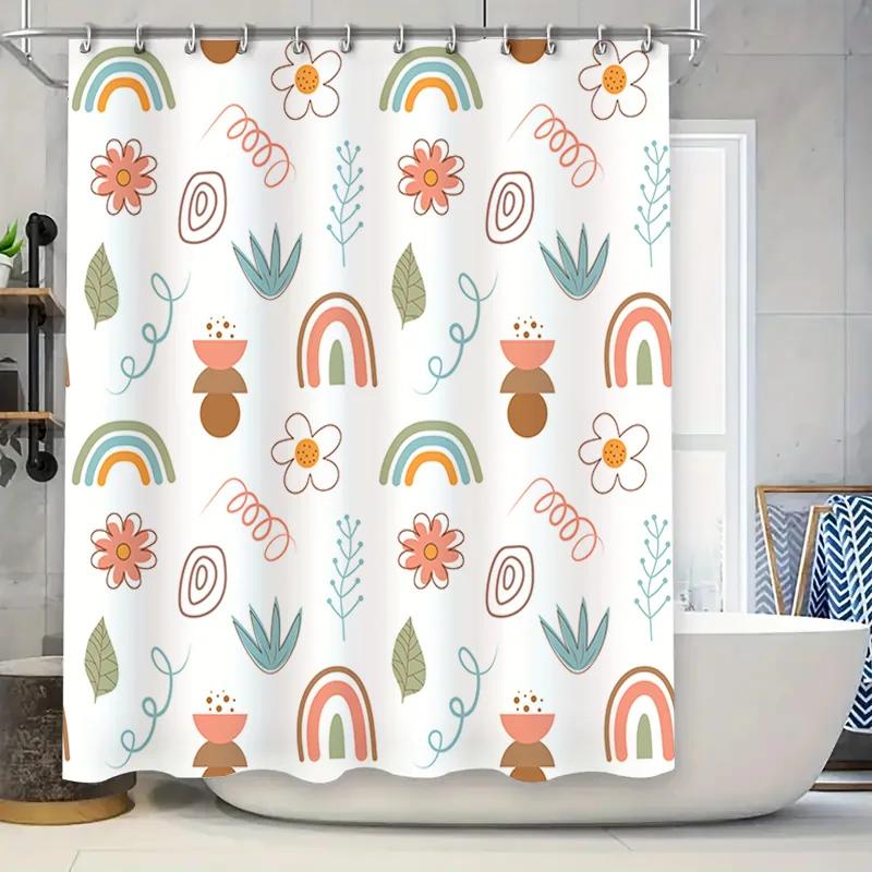 

1. Brighten up Your Bathroom with this Floral Patterned Shower Curtain W90xH180cm