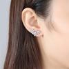Huitan Aesthetic Flower Earrings for Women Paved Dazzling Cubic Zirconia Exquisite Ear Piercing Stud Accessories Fashion JewelryGood Product