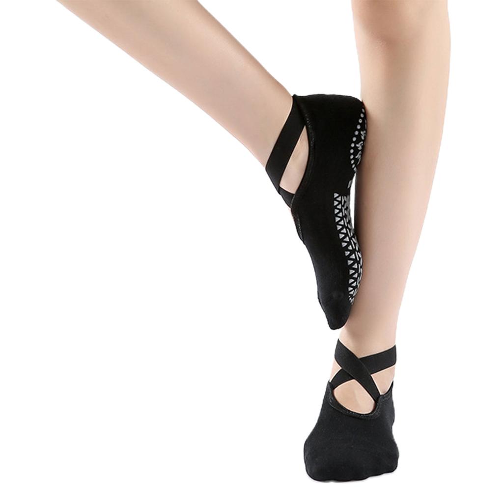 3 Pairs Bandage Yoga Socks For Women Pilates Ballet Dance Cotton Socks Non-Slip Sport Sock Gym Workout Slipper Running Grip Sock