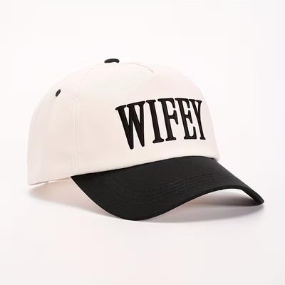 MLFO WIFEY Embroidered ColorBlock SoftTop Baseball Cap Unisex Hat WoUnisexs Summer Fashion CurvedBrim Hat Unisex Y2K Couple Hat