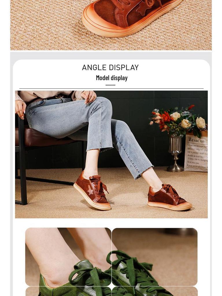 Four Seasons Damen Herbst 2025 Echtleder Schnür-Skateschuhe