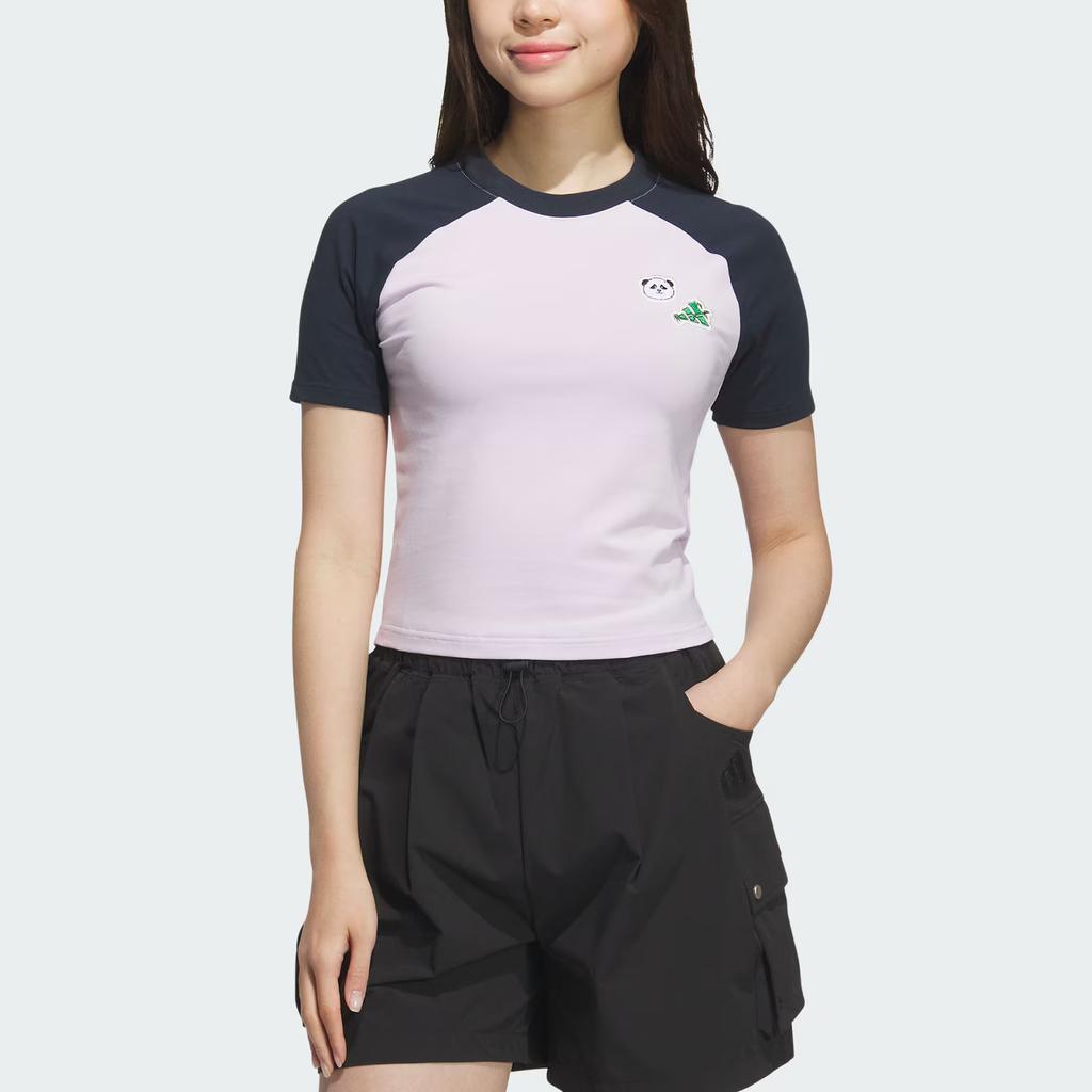 Adidas Graphic Raglan T-Shirt Women Tops Ice-Lavender Aurora-Ink-Blue KC1497