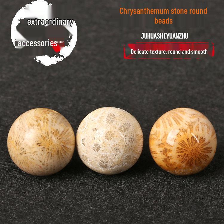 Natural Unpolished Coral Jade Fossil Beads Lemon Chrysanthemum Stone DIY Materials