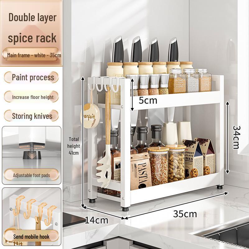 Countertop Kitchen Storage Rack for Spices and Sauces - Organize Oil, Salt, Vinegar, and Soy Sauce