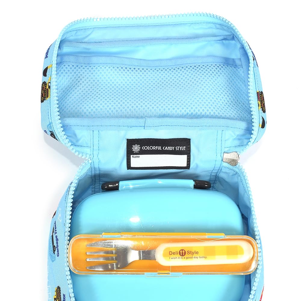 COLORFUL CANDY STYLE Lunch Bag Vanity PET Full Throttle Working Vehicle (Light Blue)