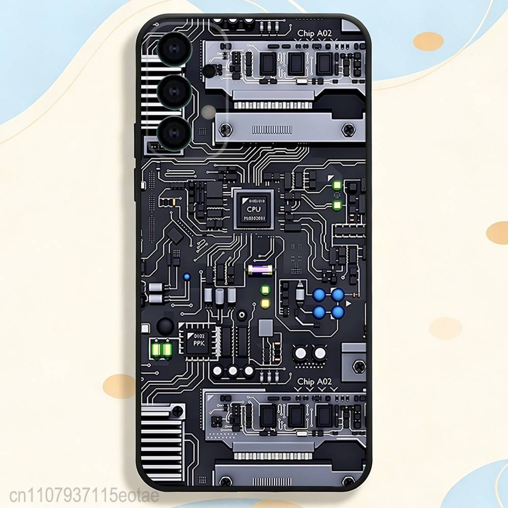 Imitation Circuit Board Pattern Phone Case For Samsung S25,S26,S24,S21,S22,S23,S30,Ultra,S20,Plus,Fe,Lite,5G Black Cover