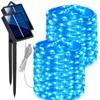 [2025 Latest Version] Solar LED String Lights for Outdoor Use [Set of 2] 8 Lighting Modes, IP65 Waterproof, Automatic Nighttime Lighting, Timer & Hook