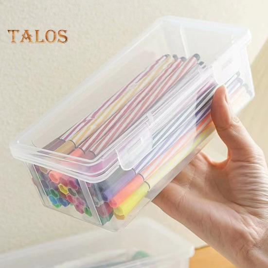 Pencil Box Extra Large Capacity Transparent Design Stackable Pencil Organizer Snap-on Lid Pencil Container