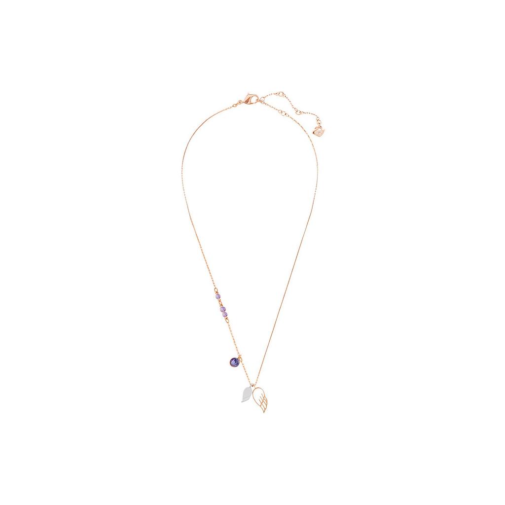 Swarovski Duo Symbolic Series Purple Angel Wings Necklace Rose Gold Tone Women Necklace 5535523