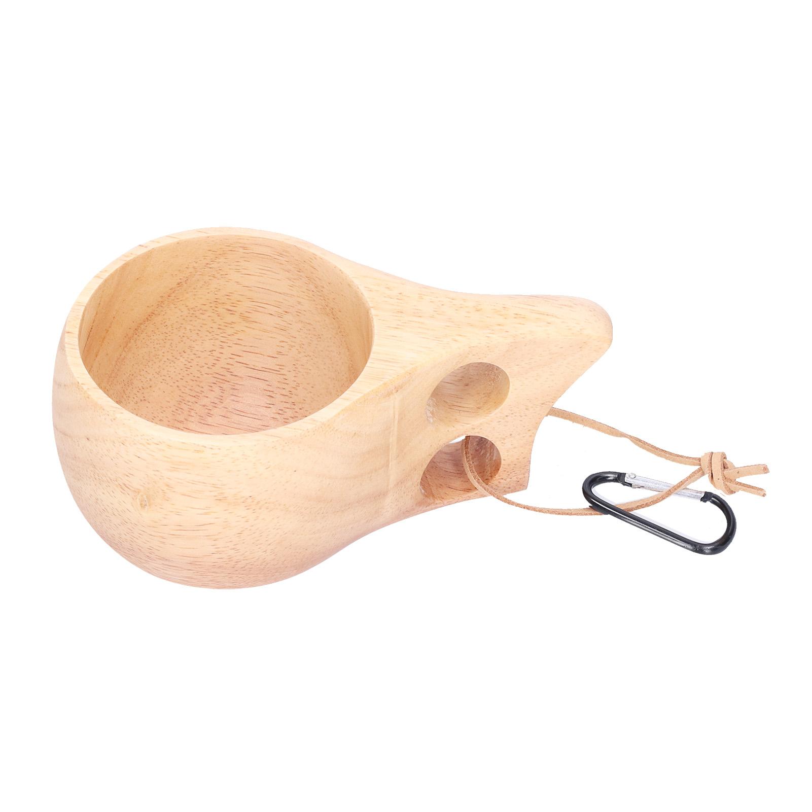 

Wooden Mug Cup Portable Lightweight Drinking Cup with Handle Hanging Buckle for Milk Coffee CupType