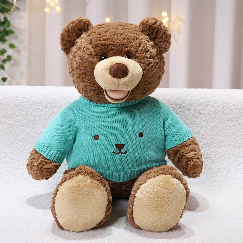1pc 35/50/70cm Lovely Sweater Teddy Bear Plush Toys Soft Stuffed Animal Open Mouth Brown Smilling Bears Doll for Girl Xmas Gifts