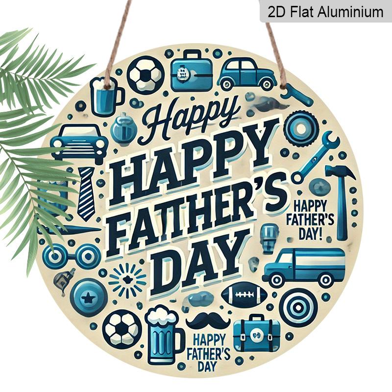 

2D Flat - 1pc 2D Flat Print Metal Aluminum Sign 2D 1pc1 Charming Blue Tool Pattern Wall Art Decoration - 7.87 Inch Round Father S Day Happy Sign, 2D 1pc