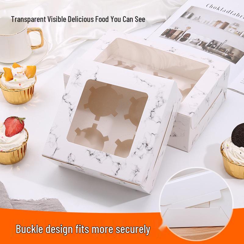 6-Pack Dessert Pastry Box, Thickened White Cardboard with 12 Cavities for Cupcakes or Tarts