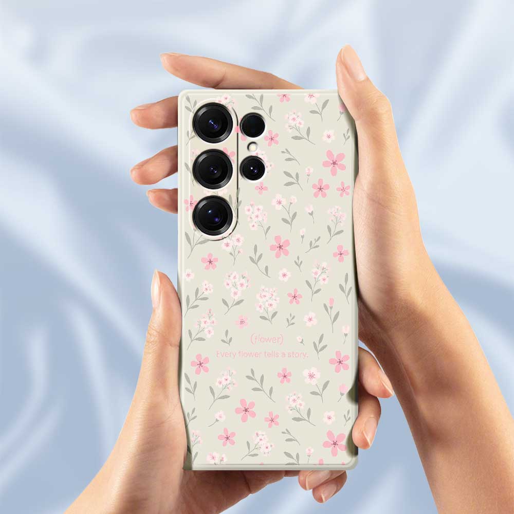 For Samsung Galaxy S25 Ultra Case Small Flower Pattern Printing Straight Edge TPU Phone Back Cover