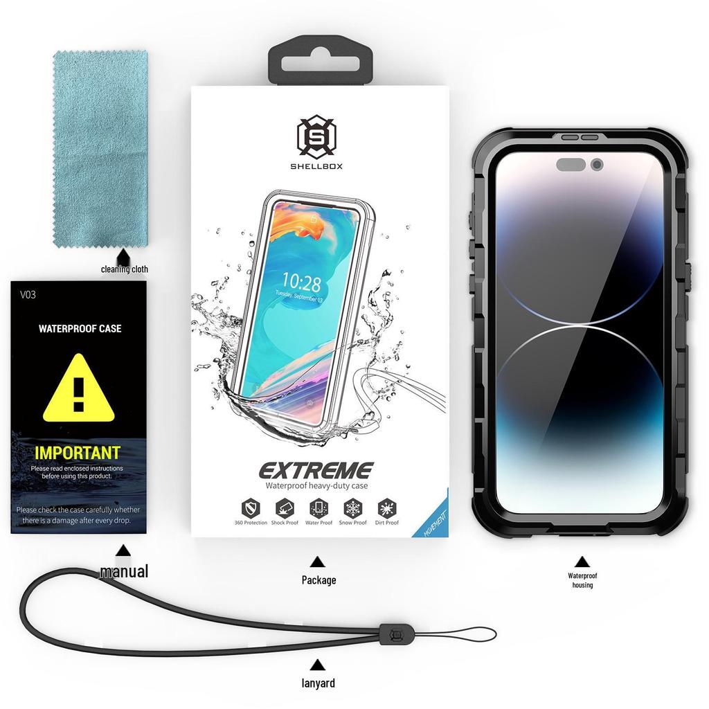 iPhone 15 Pro Red Pepper Waterproof Metal Case: Pressure-Resistant, Easy-Use Protective Diving Cover