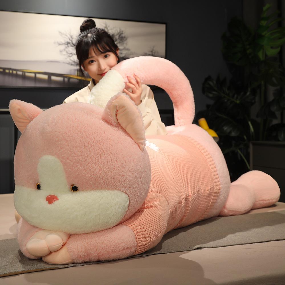 Cute Cat Pillow Doll Girl Sleeping On The Bed Rag Doll Bear Doll Large Plush Toy