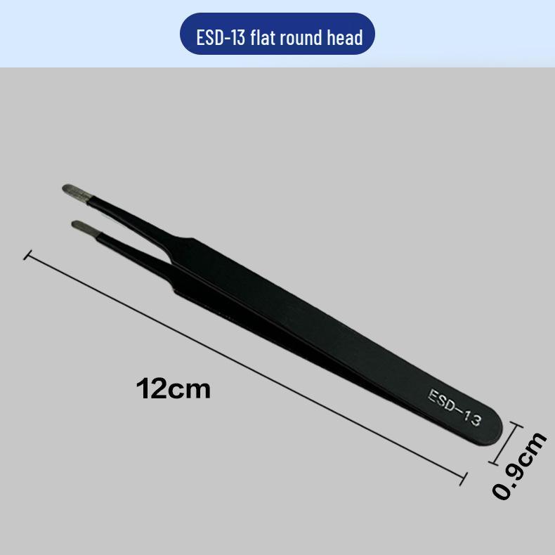 Anti-Static Stainless Steel Precision Tweezers, Curved Tip for Electronics, Eyelash Extensions, Manicure, Bird's Nest Picking, and Hair Removal.