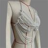 Pearls Body Chain Multilayer Chest Chains Festival Raves Body Chain Harness Body Accessories Jewelry for Women Girls