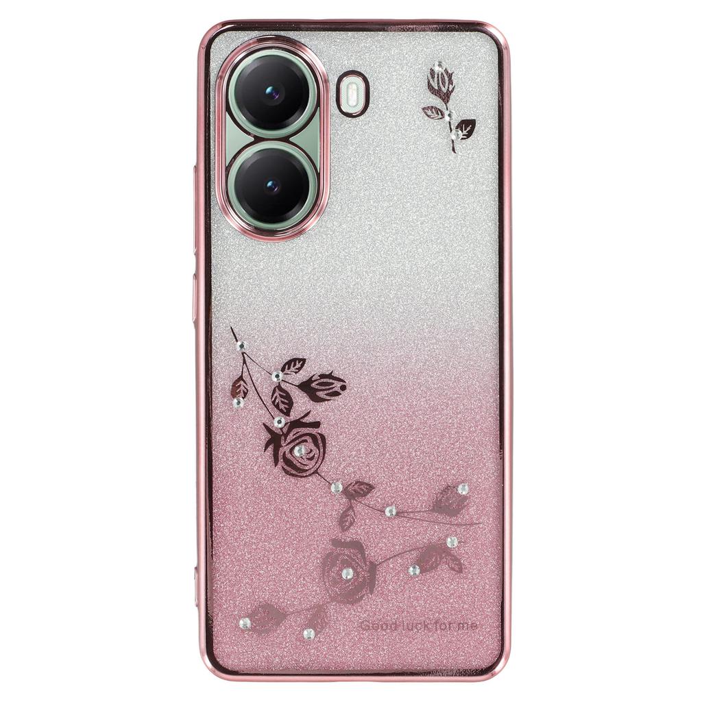 KADEM For Xiaomi Poco X7 Pro 5G Case Ring Kickstand TPU Flowers Phone Cover Gradient Glitter
