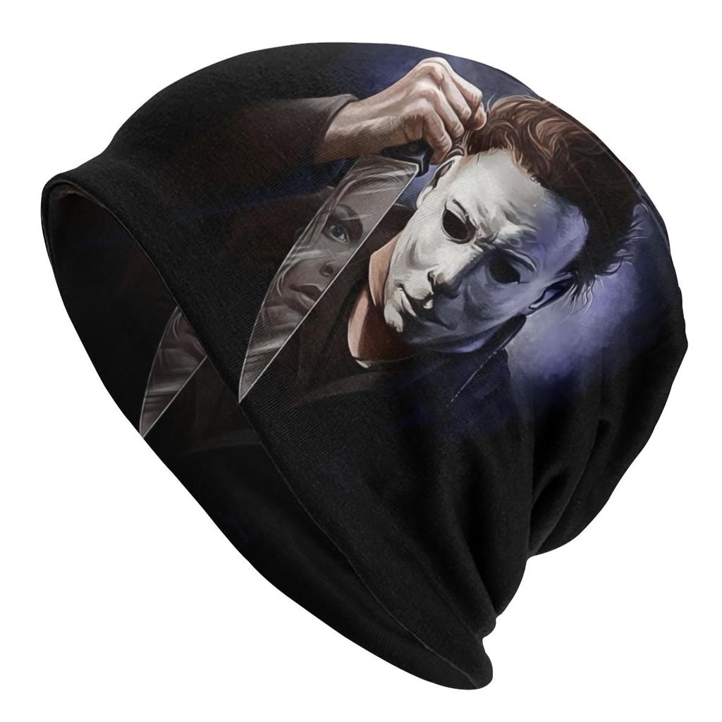 Michael Myers Knives Halloween Scary Movie Bonnet Beanie Knitted Hat Unisex Women Cool Winter Warm Skullies Beanies Cap for Ski