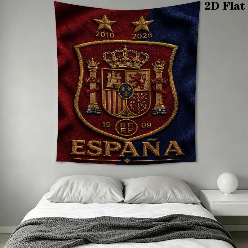 Spain National Football Team Wall Tapestry Aesthetic Wall Hanging Printed Fabric Blanket Decorative Tapestries for Bedroom Living Room Home Decor