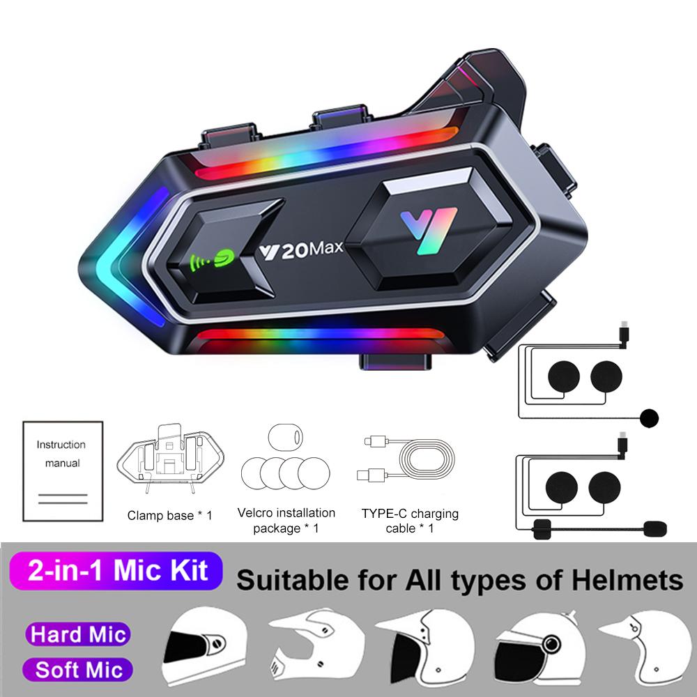 Motorcycle Intercom Helmet Headset Wireless Communicator Interphone 1000mah Waterproof Bluetooth Earphone Handsfree Call 300m