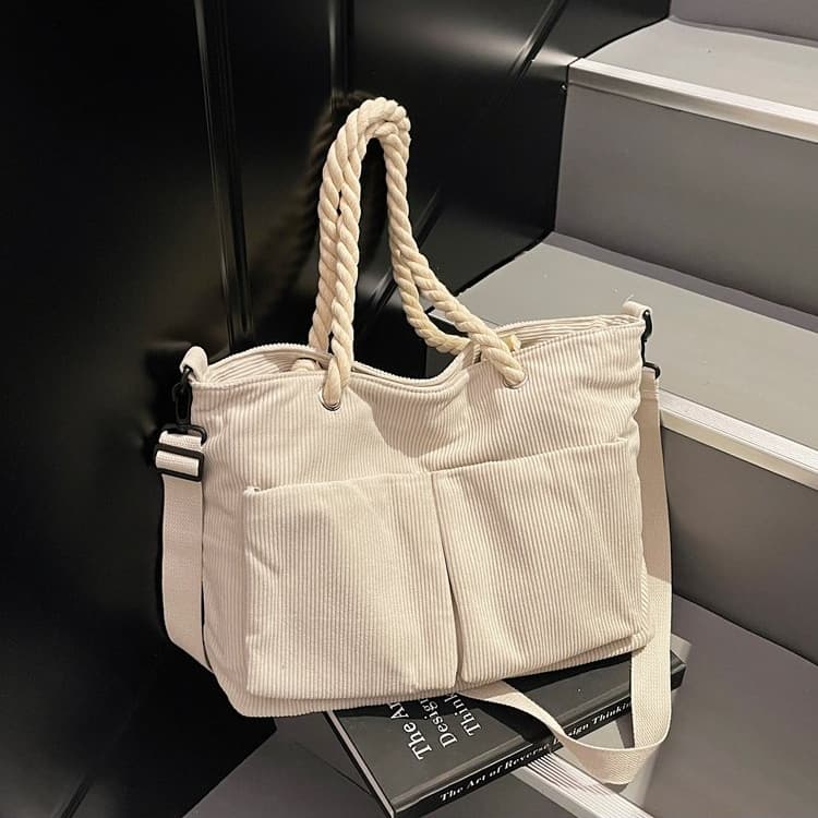 Vintage Corduroy Tote Bag Women's Shoulder Bag