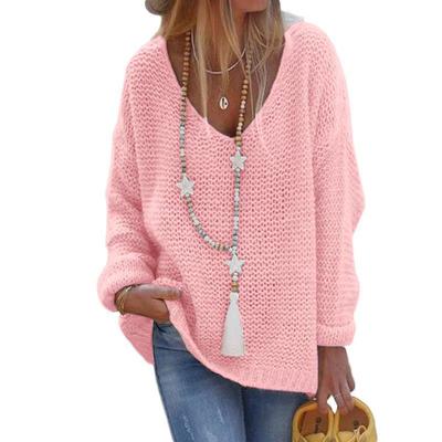 Autumn and Winter Women's Sweater Knitwear V-Neck Long Sleeve Knit Tops Sweaters