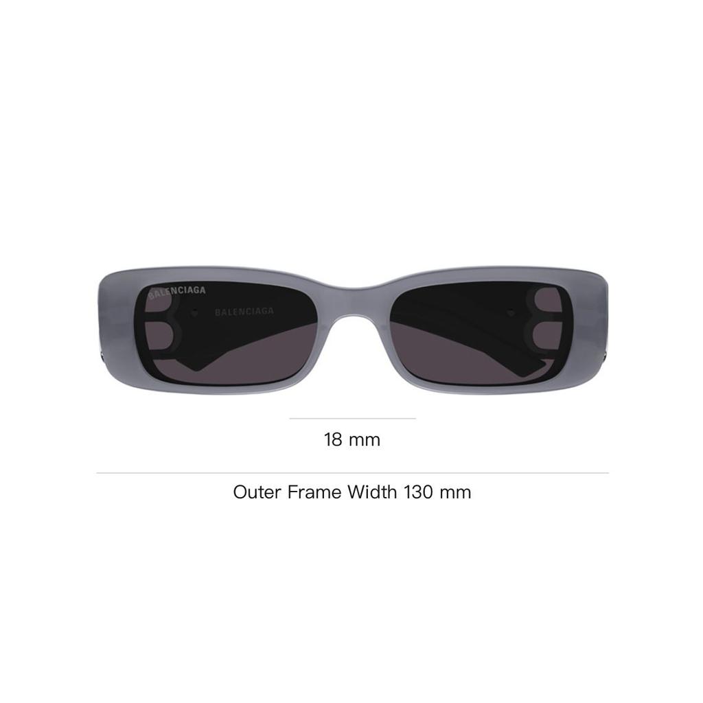 Balenciaga Double B Hollow Logo Lightweight Avant-Garde Rectangular Sunglasses Women sunglasses Gray BB0096S-014