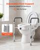 Raised Toilet Seat with Arms, 159 kg Capacity, 127 mm Lift Height & Adjustable Width, Widened Commode Elevated Toilet Seat Riser with Handles for